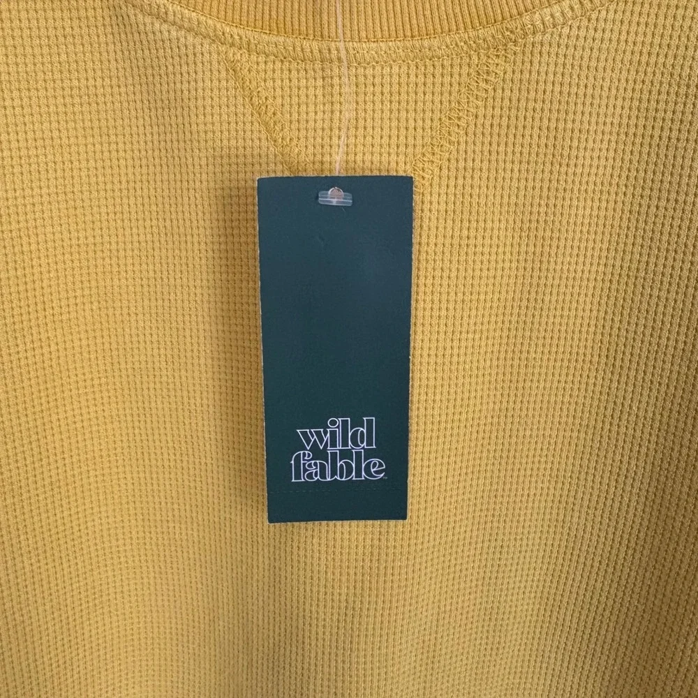 Wild Fable Yellow Waffle Knit Long Sleeve Sweatshirt Top‎ XXL - Picture 3 of 6